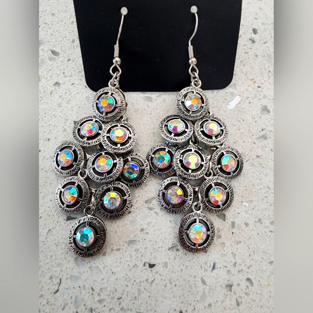 Silver iridescent earrings